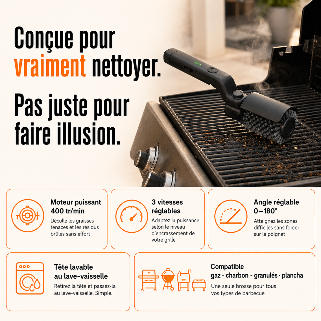 Brosse Électrique pour barbecue Kaskad™ – Nettoyage Rapide et Sans Effort
